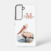 パステルウォーターカラーペリカンルイジアナイニシャル名 SAMSUNG GALAXYケース (裏面)