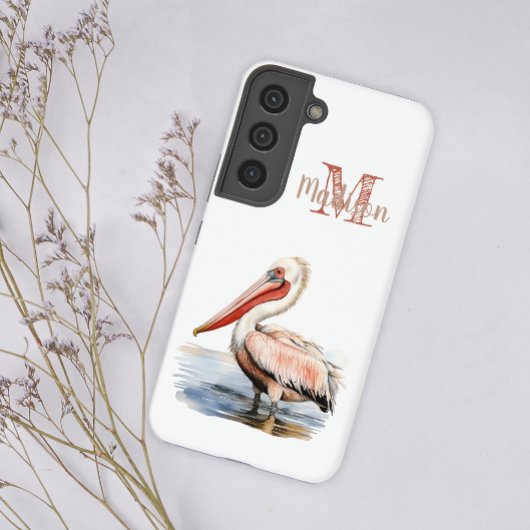 パステルウォーターカラーペリカンルイジアナイニシャル名 SAMSUNG GALAXYケース