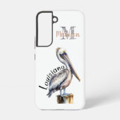 パステルウォーターカラーペリカンルイジアナイニシャル名 SAMSUNG GALAXYケース (裏面)