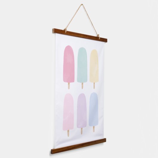 パステルウォーターカラーポプシクルガールズルーム 吊り下げ型タペストリー (傾斜あり)