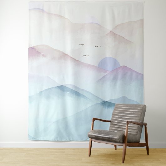 パステルウォーターカラーマウンテンズランドスケープタペストリー タペストリー (インサイチュ)