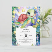 パステルウォーターカラーマジカルカメ誕生日 招待状 (スタンド正面)