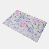 パステルウォーターカラーミックスドカラーアジサイの花 ドアマット (アングル)