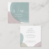 パステルウォーターカラーミニマリストビジネスカード スクエア名刺 (正面/裏面)