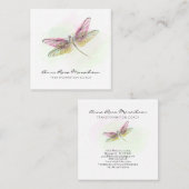 *~*パステルウォーターカラーミントピンクドラゴンフライ スクエア名刺 (正面/裏面)