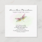 *~*パステルウォーターカラーミントピンクドラゴンフライ スクエア名刺 (裏面)