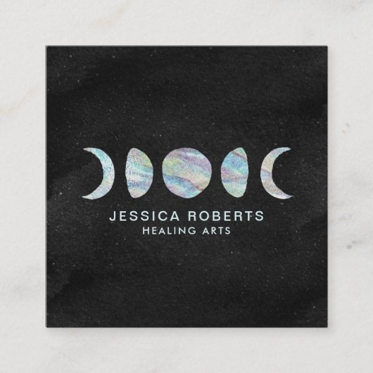 パステルウォーターカラームーンフェイズヒーリングアーツ スクエア名刺 (正面)
