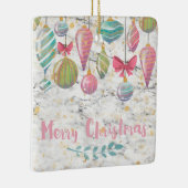 パステルウォーターカラーメリークリスマスオンマーブル セラミックオーナメント (右)