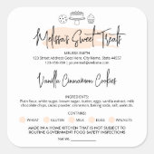 パステルウォーターカラーモダンフードライセンスホームベーカリー スクエアシール (正面)