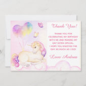 パステルウォーターカラーユニコーンとバルーン サンキューカード (正面)