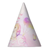 パステルウォーターカラーユニコーン&バルーン誕生日 パーティーハット (右)