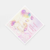 パステルウォーターカラーユニコーン&バルーン誕生日Na スタンダードランチョンナプキン (角)