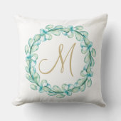 パステルウォーターカラーユーカリリースモノグラム クッション (正面)