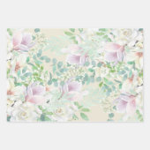 パステルウォーターカラーラベンダー、ピンク&ホワイト花模様 ラッピングペーパーシート (正面2)