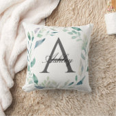 パステルウォーターカラーリースネームイニシャルモノグラム クッション (ブランケット)