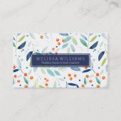 パステルウォーターカラーリーフ&ベリーパターン 名刺