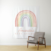 パステルウォーターカラーレインボーベビーシャワー背景 タペストリー (インサイチュ)