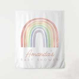 パステルウォーターカラーレインボーベビーシャワー背景 タペストリー