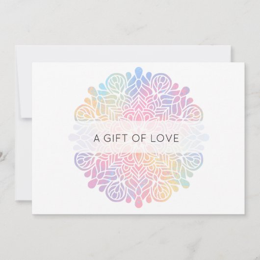 *~*パステルウォーターカラーレインボーマンダラスピリチュアル ノートカード (正面)