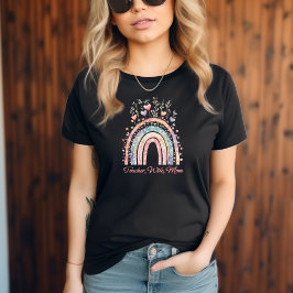 パステルウォーターカラーレインボー先生妻ママモギフト Tシャツ