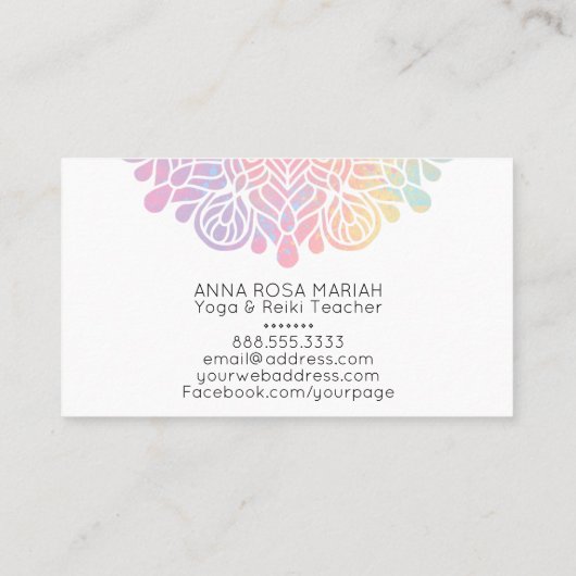 *～*パステルウォーターカラーレインボー曼荼羅スピリチュアル 名刺 (裏面)