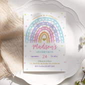 パステルウォーターカラーレインボー誕生日招待状 招待状