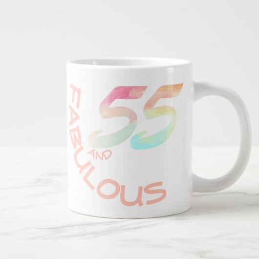 パステルウォーターカラーレインボー55歳誕生日 ジャンボコーヒーマグカップ (右)