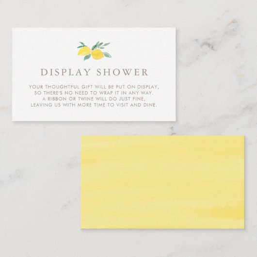 パステルウォーターカラーレモンサマーディスプレイシャワー エンクロージャーカード (正面/裏面)