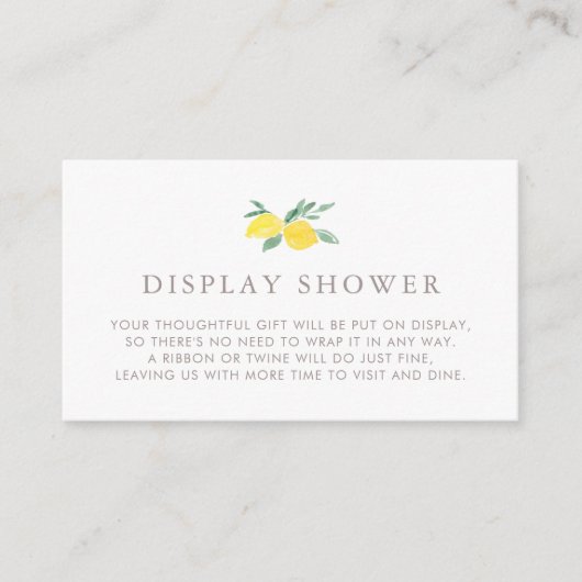 パステルウォーターカラーレモンサマーディスプレイシャワー エンクロージャーカード (正面)