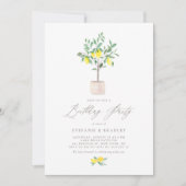 パステルウォーターカラーレモンツリーサマーバースデーパーティー 招待状 (正面)