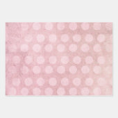 パステルウォーターカラーローズゴールドポルカドットストライプ ラッピングペーパーシート (正面)