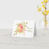 パステルウォーターカラーローズブーケ誕生日 カード (黄色い花)