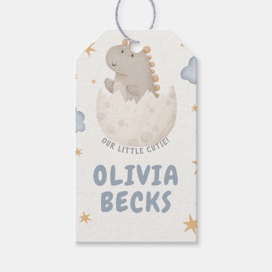 パステルウォーターカラー例示的ベビーシャワー ギフトタグ (正面)