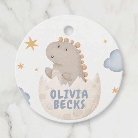 パステルウォーターカラー例示的ベビーシャワー フェイバータグ (正面)