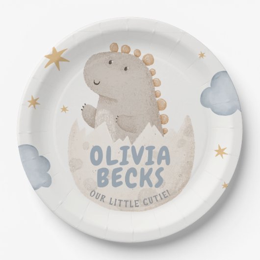 パステルウォーターカラー例示的ベビーシャワー ペーパープレート (正面)