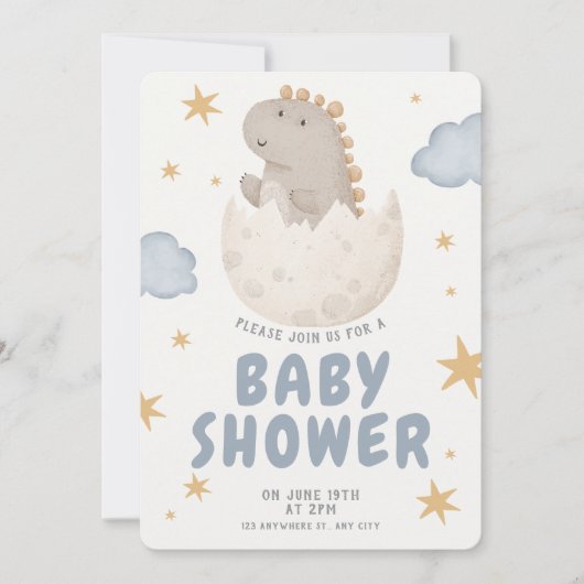 パステルウォーターカラー例示的ベビーシャワー 招待状 (正面)