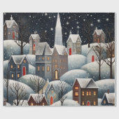 パステルウォーターカラー冬の森パターン ラッピングペーパー (フラット)