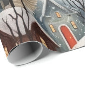 パステルウォーターカラー冬の森パターン ラッピングペーパー (ロールコーナー)