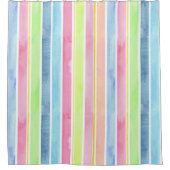 パステルウォーターカラー垂直ストライプ シャワーカーテン (正面)