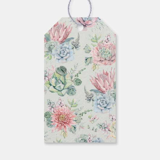 パステルウォーターカラー多肉乳児シャワーありがとう ギフトタグ (裏面)