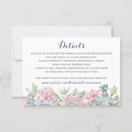 パステルウォーターカラー多肉植物詳細挿入カード 招待状