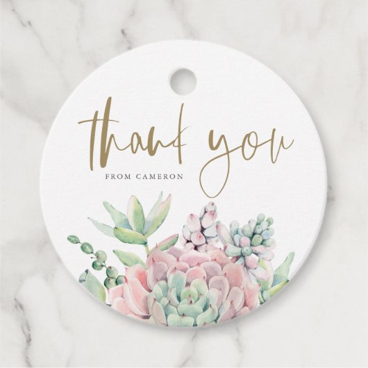 パステルウォーターカラー多肉植物誕生日サンキューユー フェイバータグ (正面)