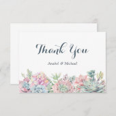 パステルウォーターカラー多肉類サンキューカード サンキューカード (正面/裏面)