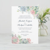 パステルウォーターカラー多肉類結婚式招待状 招待状 (スタンド正面)