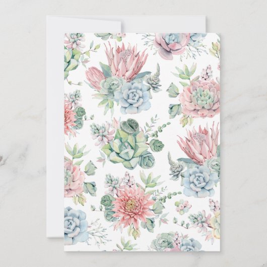 パステルウォーターカラー多肉類結婚式招待状 招待状 (裏面)