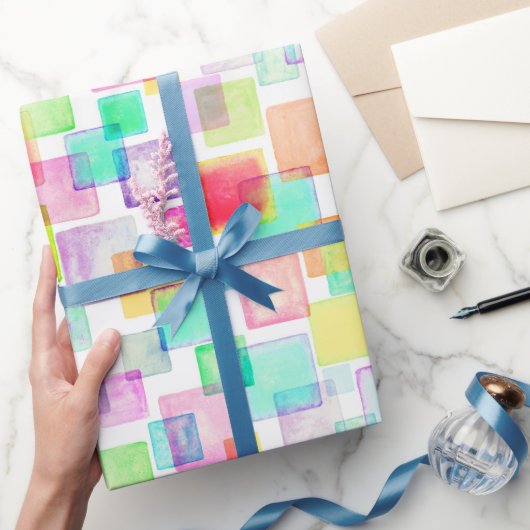 パステルウォーターカラー幾何シカラフルックモダンシック ラッピングペーパー (ギフト)
