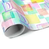 パステルウォーターカラー幾何モダンカスタムモノグラム ラッピングペーパー (ロールコーナー)