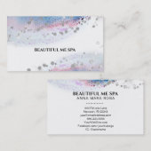 *~*パステルウォーターカラー抽象芸術シルバーグリッターブルー 名刺 (正面/裏面)