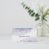 *~*パステルウォーターカラー抽象芸術シルバーグリッターブルー 名刺 (スタンド正面)