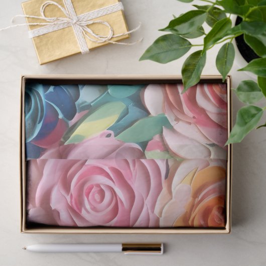 パステルウォーターカラー抽象芸術バラデクページ 薄葉紙 (ギフト)